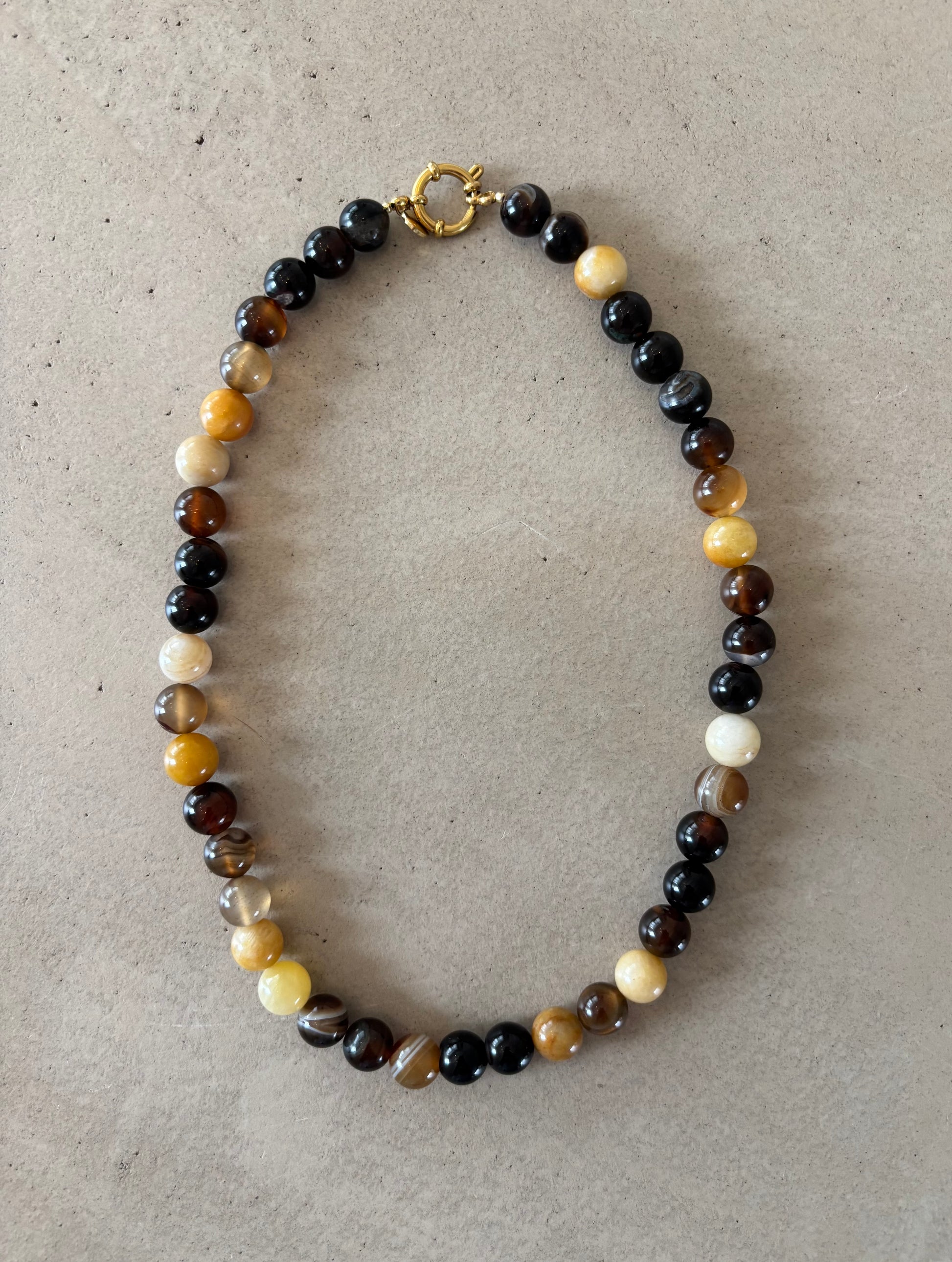 Kralen ketting Agaat Butter Yellow